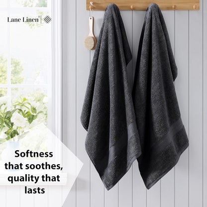 100% Cotton Bath Towels Set of 10, 2 Large Bathroom Towels, 4 Soft Hand Towels for Bathroom, 4 Wash Towels for Body, Large Gym Shower Towels Hotel Quality, Absorbent Towels - Black