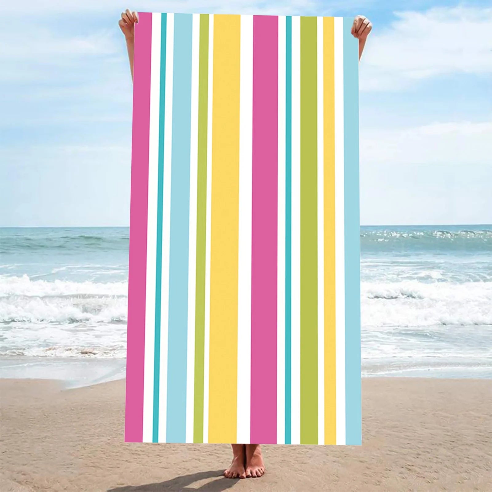 Beach Towel Big Beach Energy Stripe Series Microfiber Towels Large Bath Towels Beach Towels