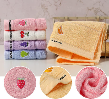 100Percentage Cotton Kids Facial Towels, Hand Towels and Fingertip Towels for Bathroom Towels Set Embroidered Cute Animal Pattern Children Washcloths 10Inch X 20Inch