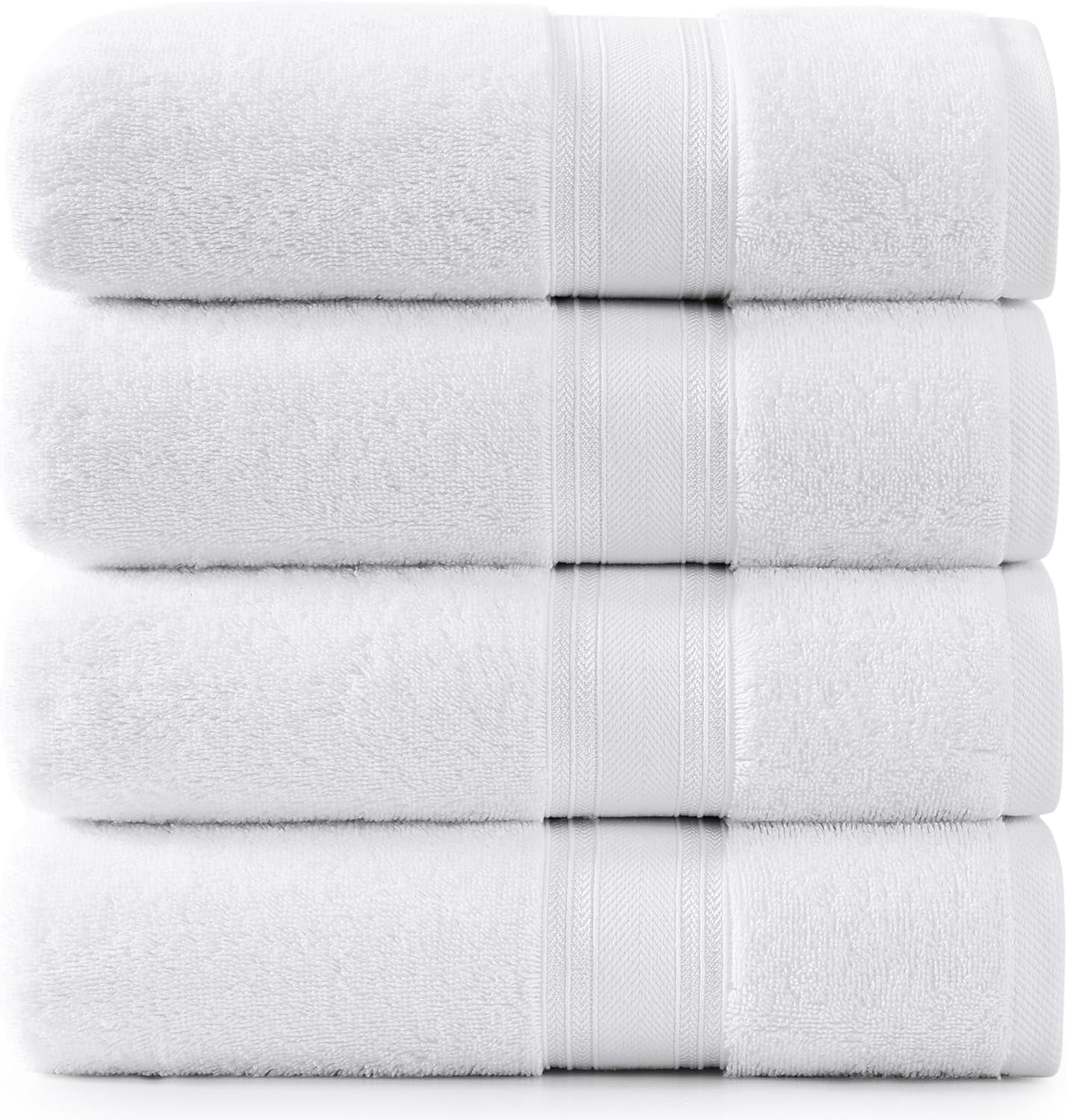 Large Bath Towels Set (30" X 60") - Zero Twist 100% Cotton Bathroom Towels, Super Aborbent Luxury Bath Towels, Soft, Quick Dry Shower Towels, 4 Piece Extra Large Bath Towel Set - White