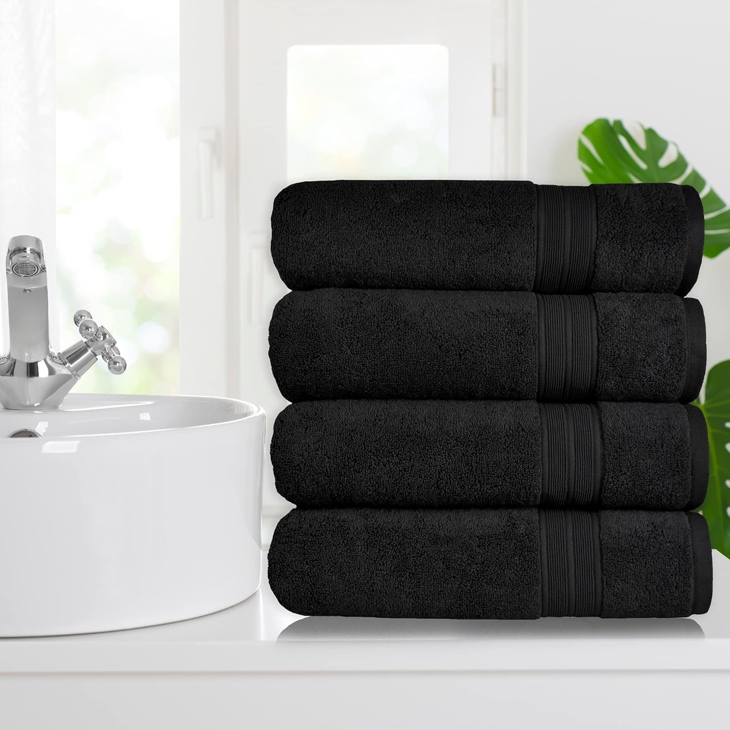 Bath Towels, 100% Cotton Towels for Bathroom, Super Soft, Shower Towels, Bathroom Towels, Higher Absorbency, Lower Lint, Pack of 4 Large Bath Towels, 500 GSM (Magnet)