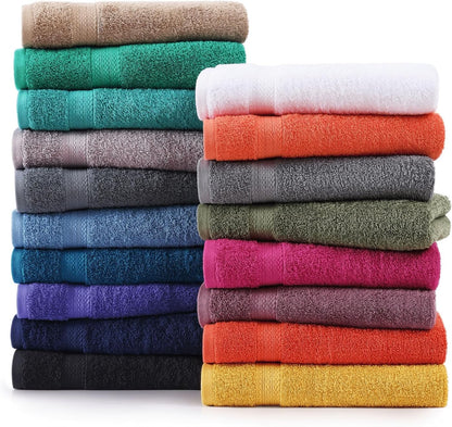 100% Cotton Bath Towels Set of 10, 2 Large Bathroom Towels, 4 Soft Hand Towels for Bathroom, 4 Wash Towels for Body, Large Gym Shower Towels Hotel Quality, Absorbent Towels - Black