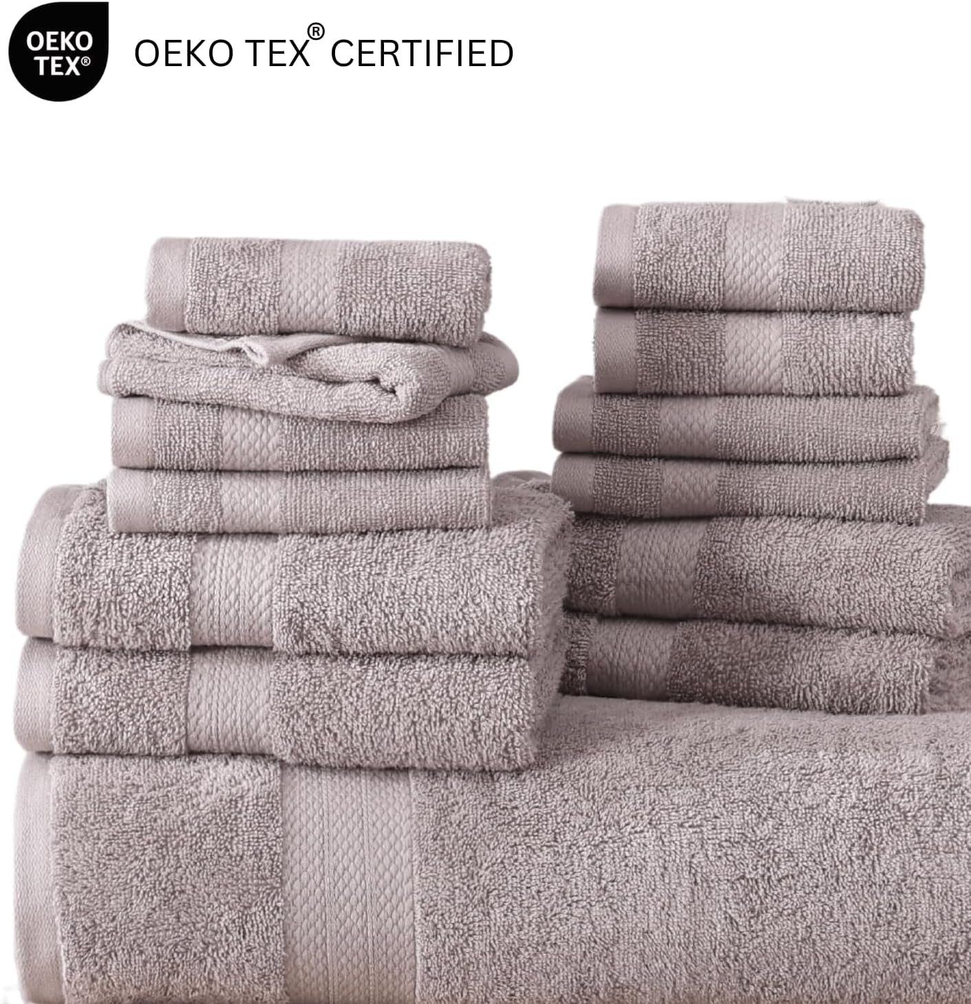 24 Piece Luxury Towels Set - 100% Cotton Towels for Bathroom, 4 Oversized Bath Towels, 2 Bath Sheets Extra Large, 6 Hand Towels, 8 Wash Cloths for Your Face, 4 Fingertip Towels - Platinum